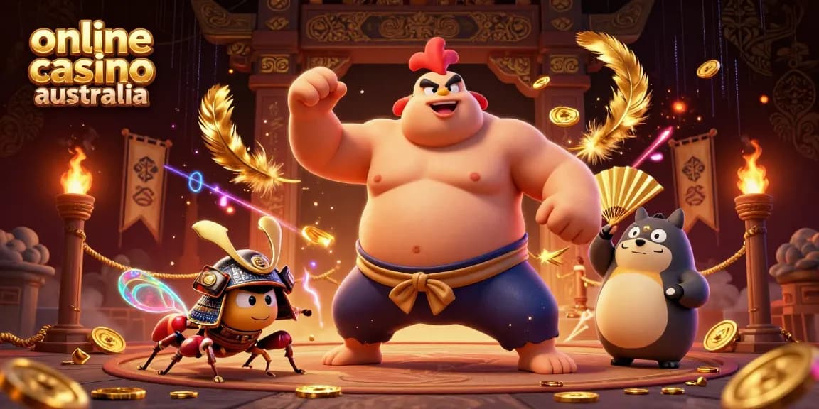 Experience thrilling gameplay at online casino australia with vibrant characters in an epic gambling arena.