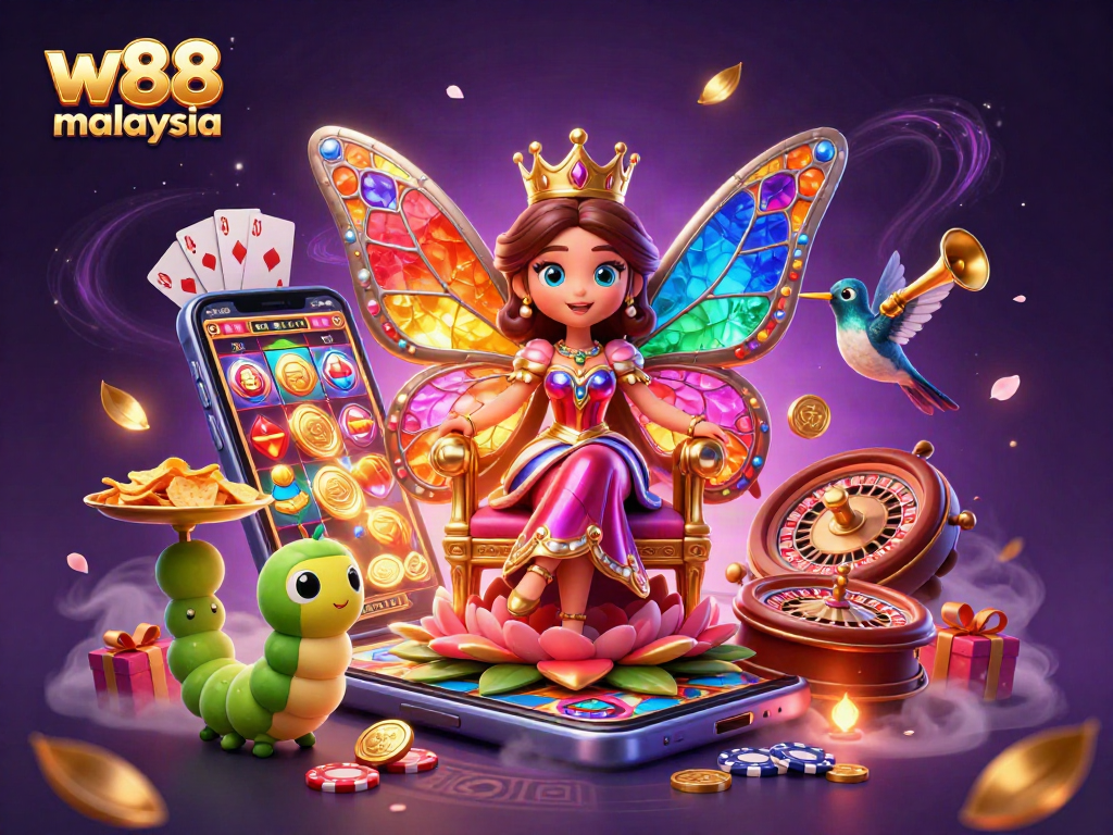 Experience w88 malaysia's vibrant casino world with games, characters, and a magical atmosphere.