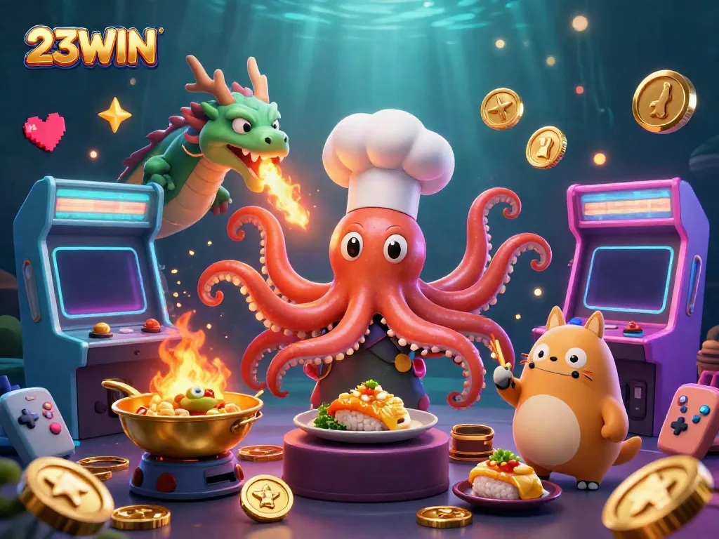 Experience thrilling gameplay at 23WIN with vibrant 3D characters and casino elements.