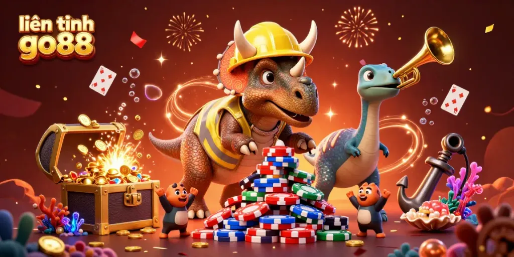 Experience excitement at liên hệ go88 with vibrant 3D casino characters celebrating a joyful gaming atmosphere.