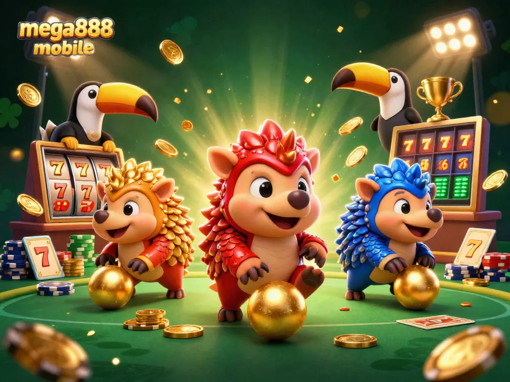 Experience mega888 mobile gaming with dynamic characters and rich casino elements in action.