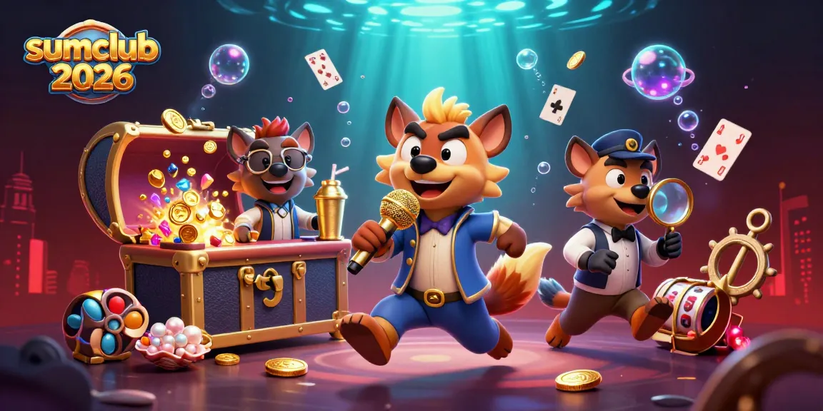 Experience thrilling games at sumclub 2026 with hyena characters hosting a vibrant casino scene.