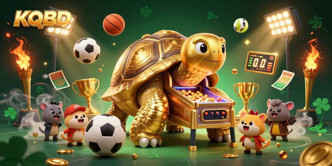 Experience KQBD betting excitement with a dynamic illustration of sports-themed gaming elements.
