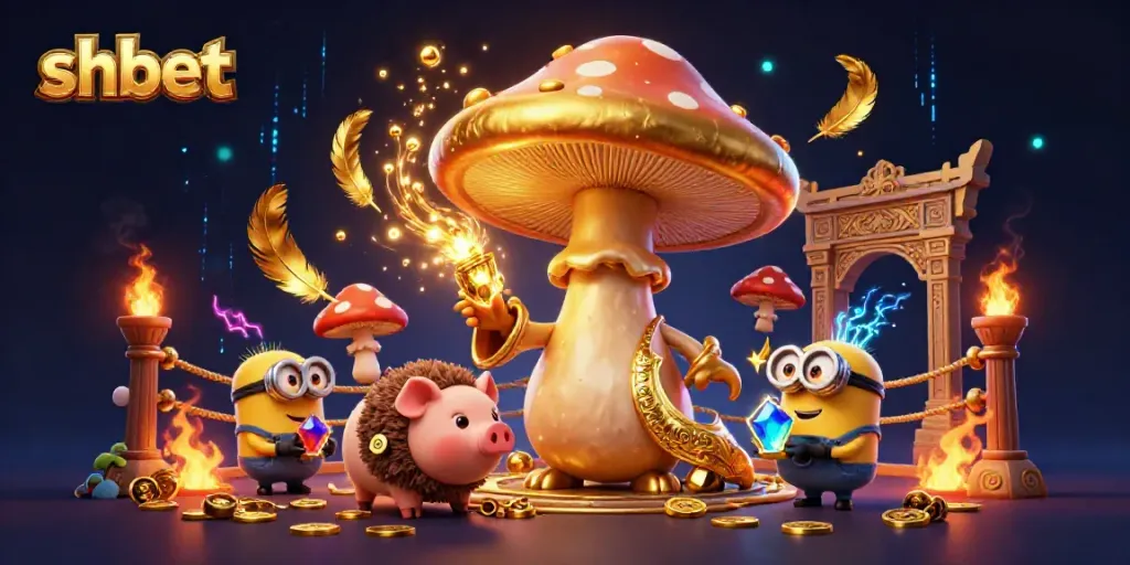 Engage in thrilling gaming with shbet's magical treasure hunt led by a golden wizard and a treasure-sniffing pig.
